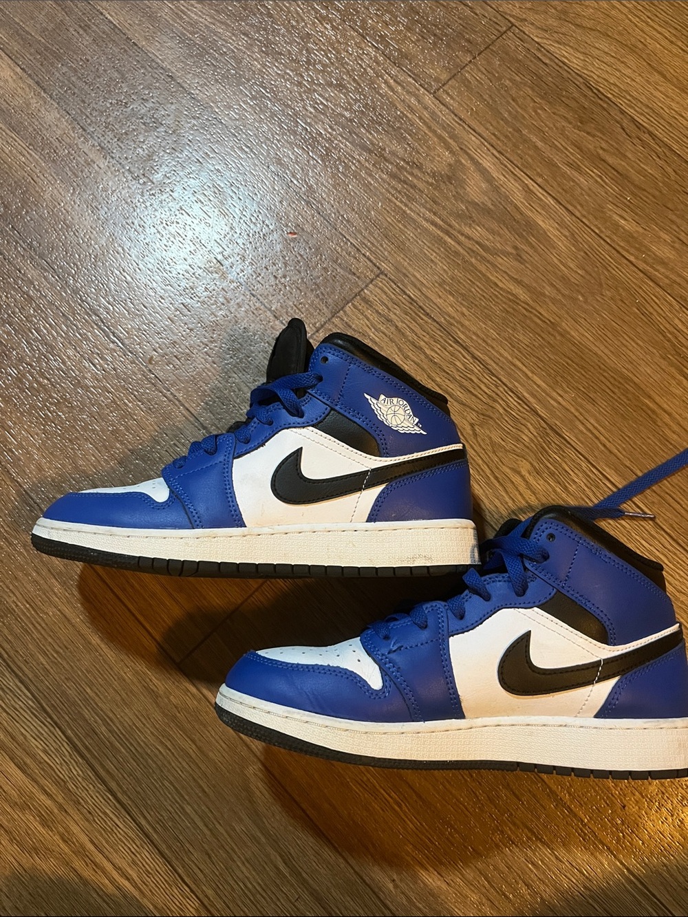 Jordan Youth Mid-Top Sneaker in Blue White and Black